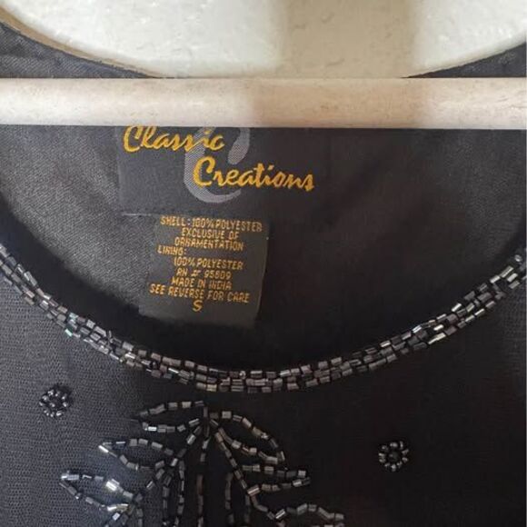 Vintage Beaded Black Tank Top – Classic Creations – Size Small - Picture 2 of 3